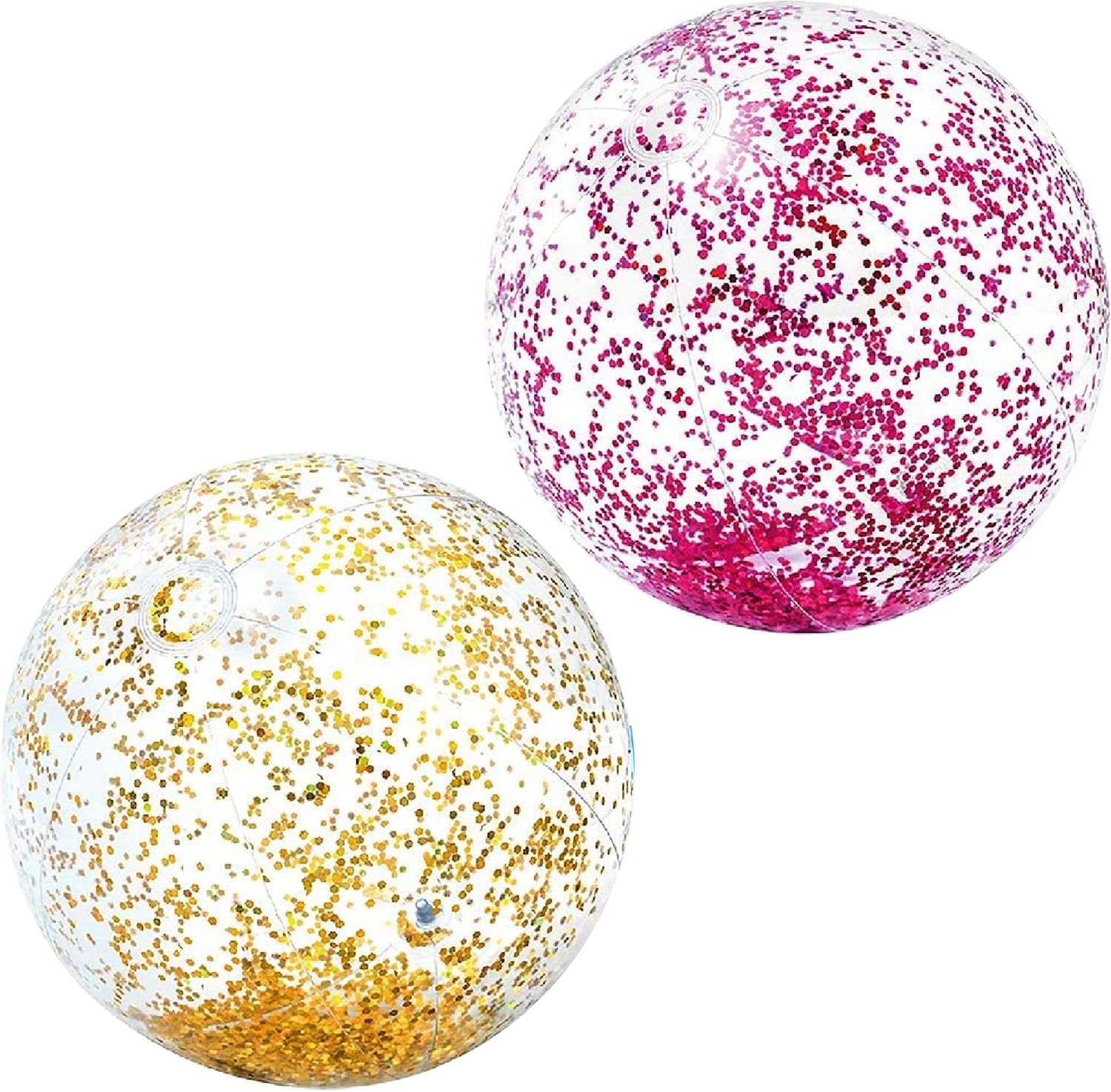 Matty's Toy Stop Intex Pink & Gold Glitter Beach Balls (28") Gift Set Bundle - 2 Pack