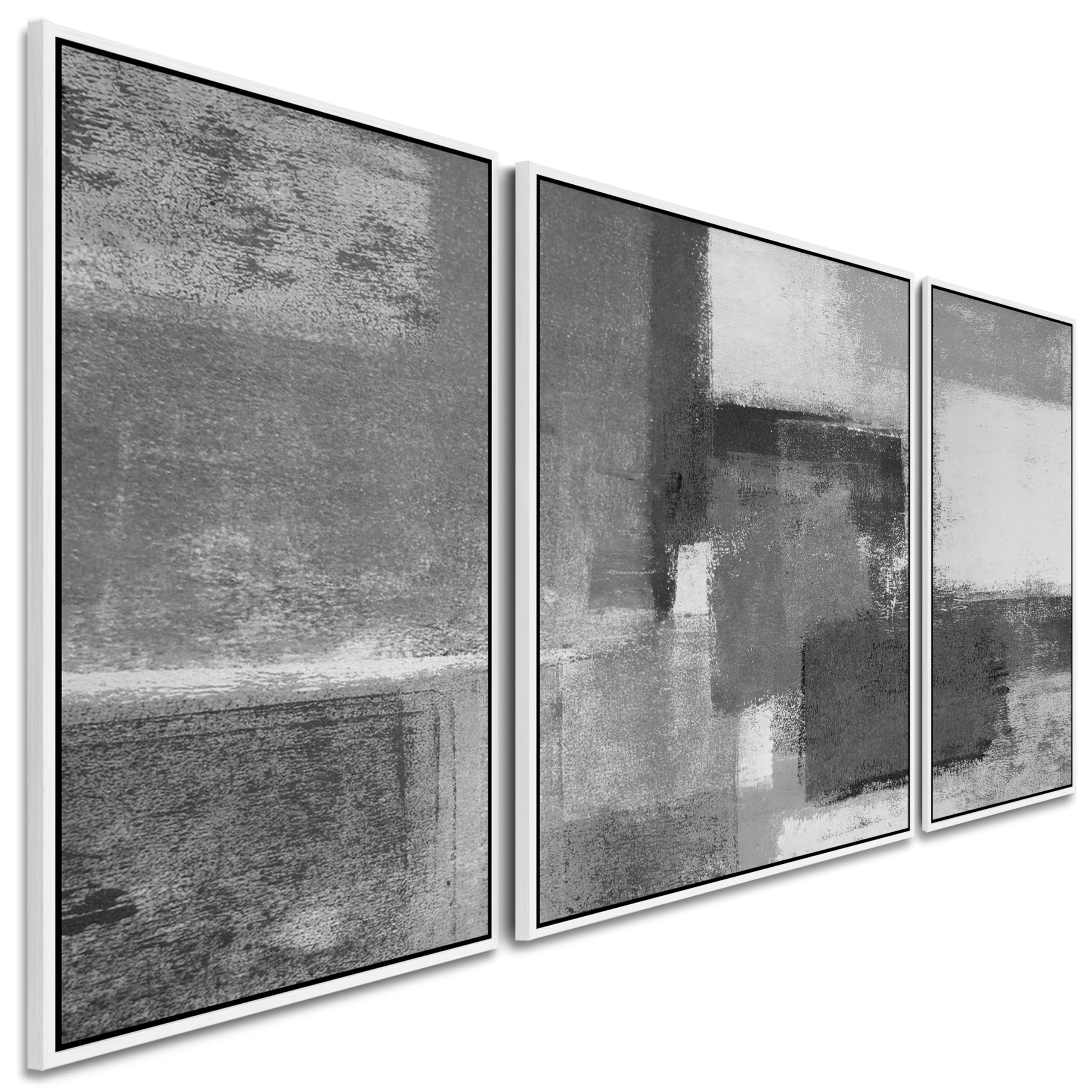 Wallfillers Black Grey White Extra Large Modern Living Room Pictures - Black White Framed Canvas Abstract - Xxl 212Cm Wide