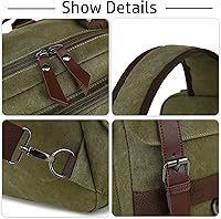 Vista 6 de Vintage Messenger Bag, Canvas Backpack for Travel, Men's Shoulder Bag, Dual-use Bag for Hand Carry and Crossbody Carry Verde