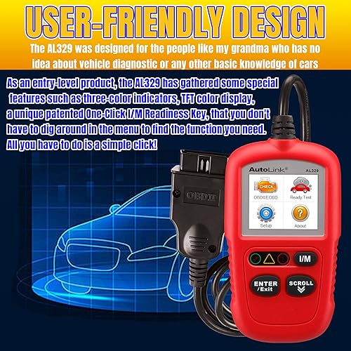 Miniatura 4 de Autel AL329 AutoLink Vehículo OBD2 Herramienta de diagnóstico Lector de códigos de coche con clave de preparación IM Códigos de lecturaborrado Apaga