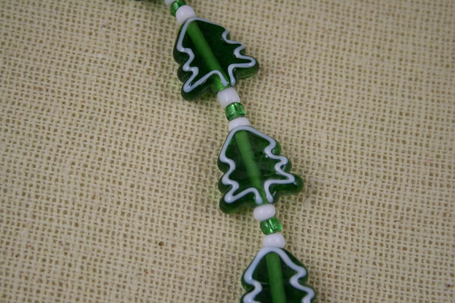 Christmas Tree #2 Lampwork Glass Beads (Pack of 6 beads)