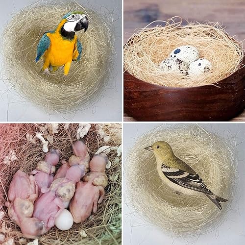 Miniatura 5 de kathson Materiales de anidación de pájaros, fibra de coco, material de cama cálido y transpirable, seda de lino para pájaros pequeños animales