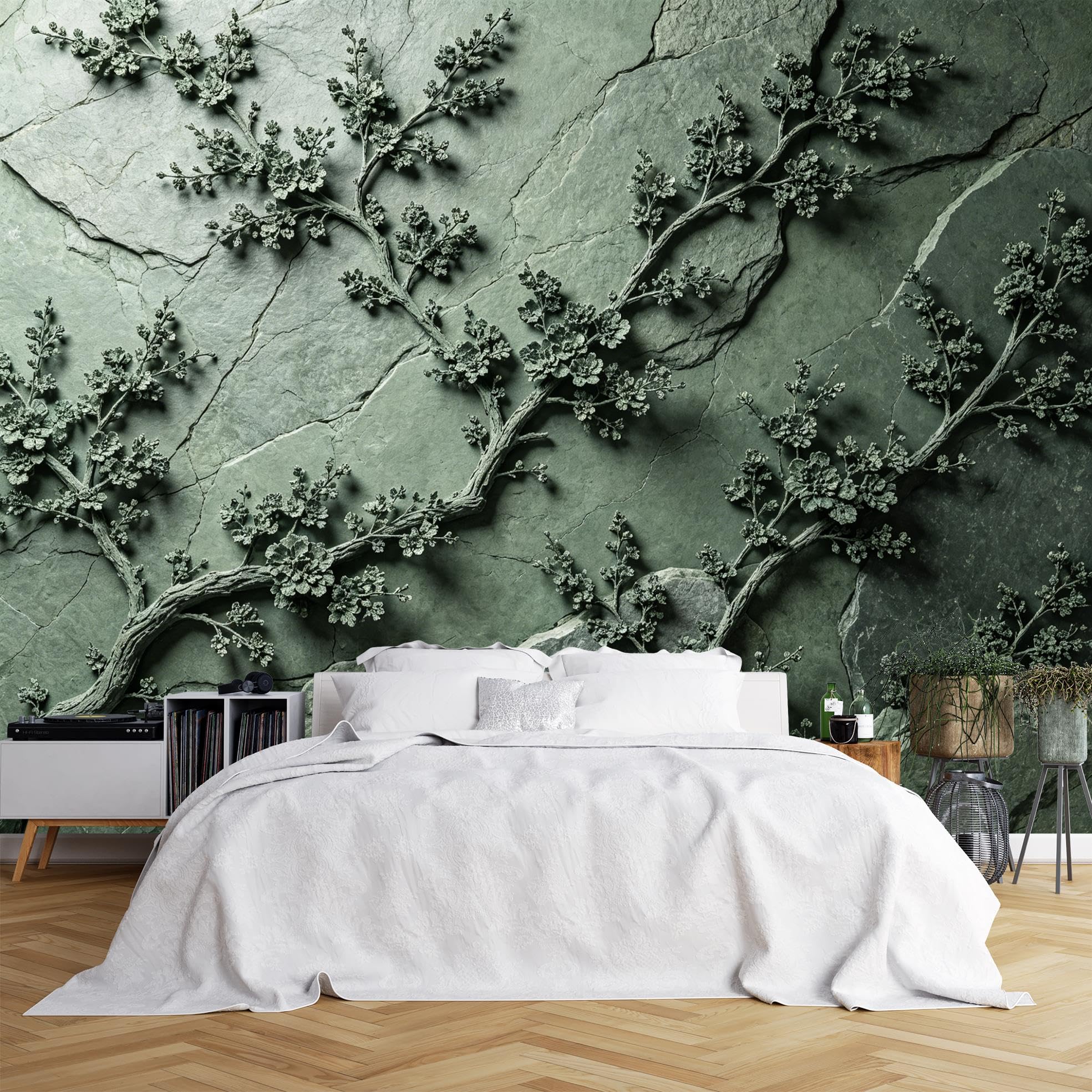 Peel And Stick Wall Mural, Stone Tree Panoramic Wallpaper 371X280Cm(Wxh) Self Adhesive Removable Waterproof Vinyl Wall Mural For Bedroom Living Room Decor Stone Tree 371X280Cm(Wxh)
