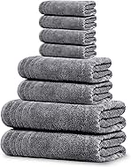 Tens Towels Pack of 8 Towels Set, 2 Extra Large Bath, 2 Hand, 4 Washcloths, 100% Cotton, Lighter Weight, Quicker to Dry, Super Absorbent, Perfect for Bathroom, Dark Grey