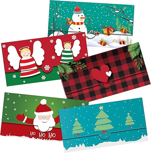 Tarjetas de Navidad con sobres, juego de 30 tarjetas de dinero de Navidad con sobres, soporte para dinero, tarjetas de Navidad, sobres de dinero