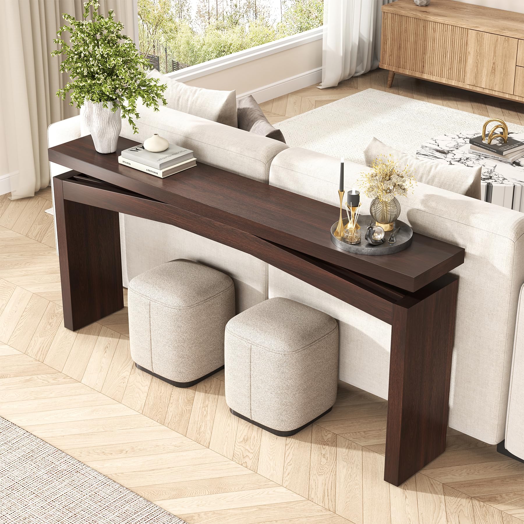 Amazon.com: Epecoya Modern Dark Brown Console Table for Living