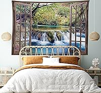 Vista 285 de Ambesonne Tapiz de naturaleza, silueta de oso salvaje en el bosque de la selva en la noche oscura, ilustración para colgar en la pared para Verde