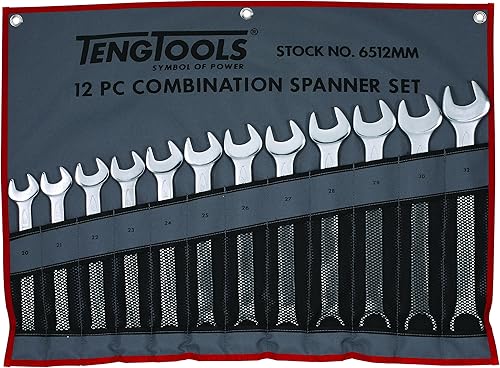Teng Tools Juego de llaves combinadas métricas de 12 puntos (0.787 in - 1.260 in) - 256.378 in, plata