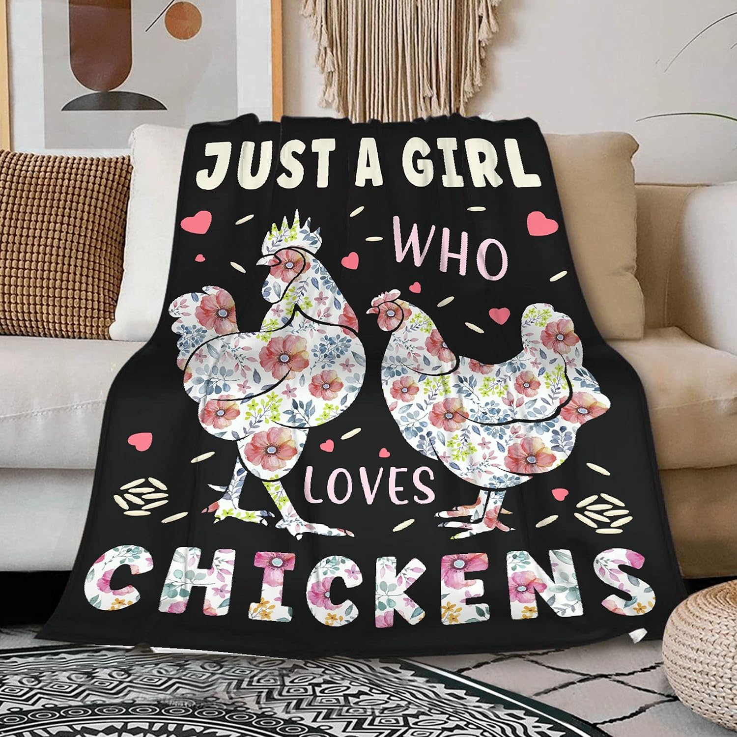 Just A Girl Who Loves Chickens Blanket Chicken Floral Throw
