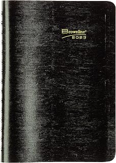 Brownline 2023 Essential Daily/Monthly Planner, Appointment Book, 12 Months, January to December, Twin-Wire Binding, 8" x 5", Black (CB634W.BLK-23)