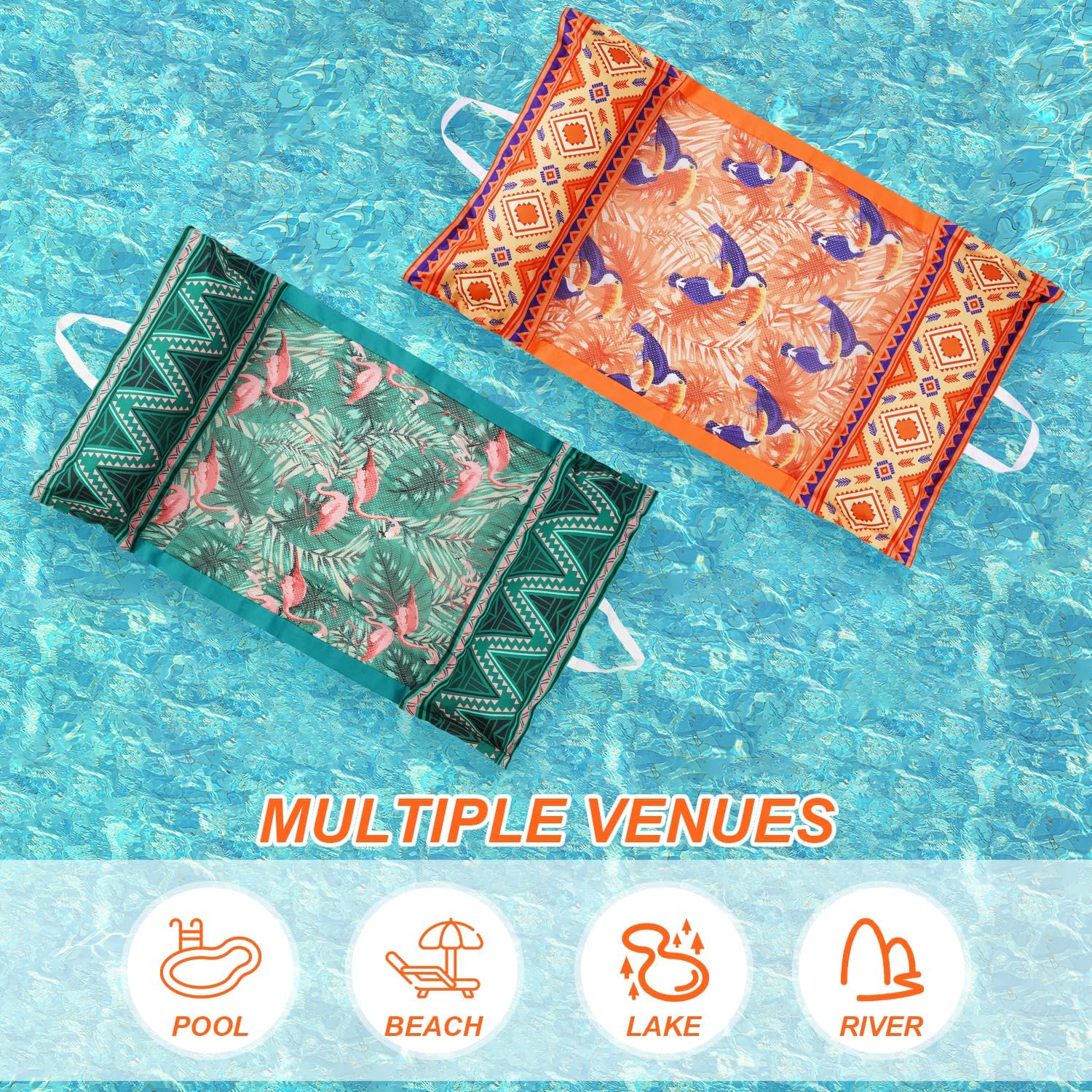2 Packs Pool Hammock Floats for Adults Iflatable Pool Chair Floats 4-in-1 Multi-Purpose Rafts Lounger Water Hammock for Swimming Pool/Lake/Outdoor/Beach - Image 5