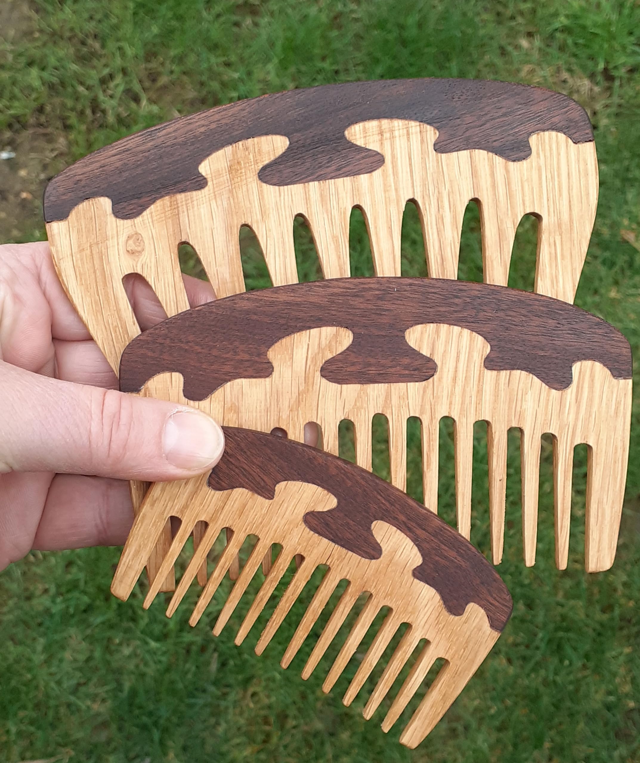 Haarkämme, Kamm,Holzkamm aus Eiche oder Esche, Handmade Germany (3 im Set, Esche)