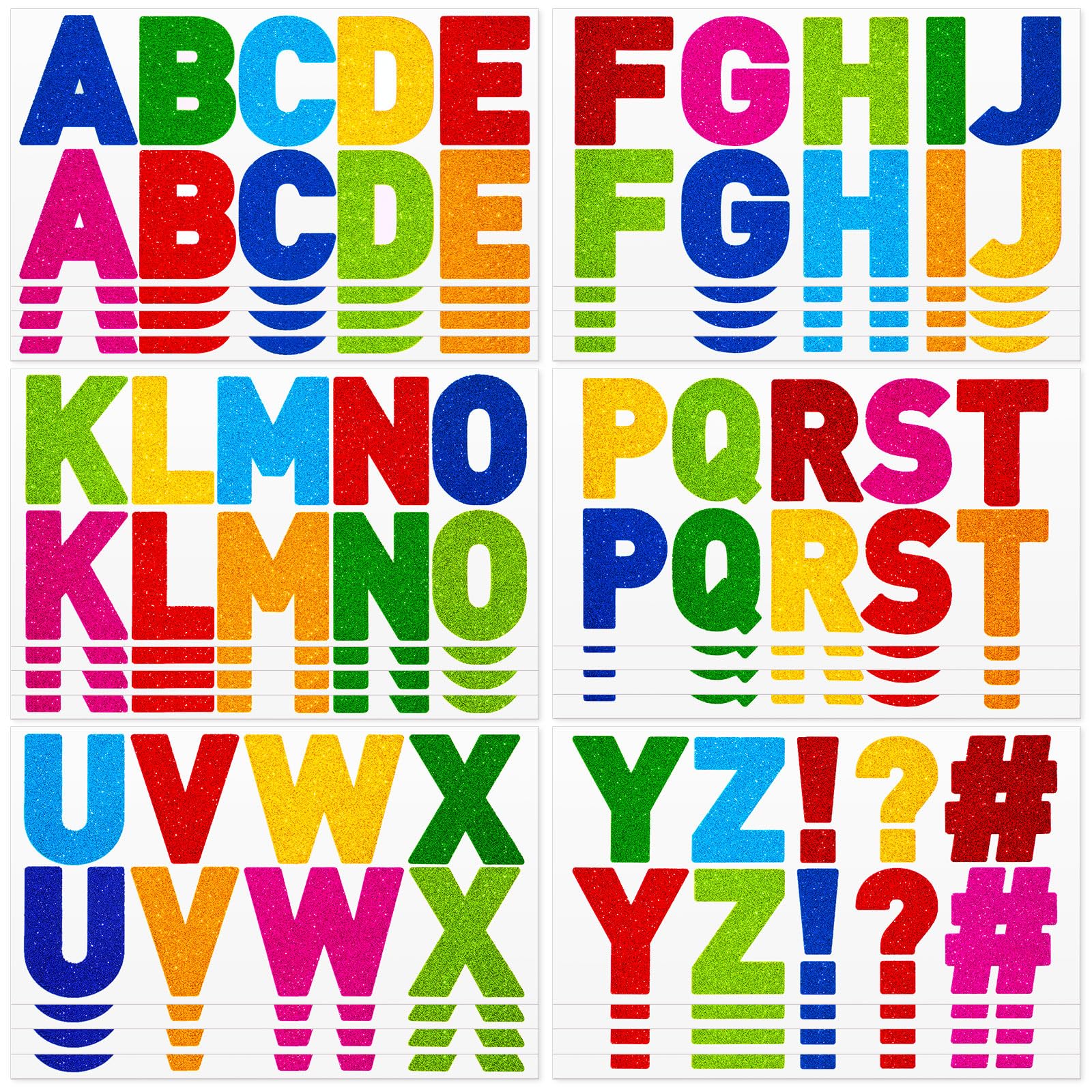 Harloon 232 Pcs Large Glitter Letter Stickers, Colorful, 2.5''