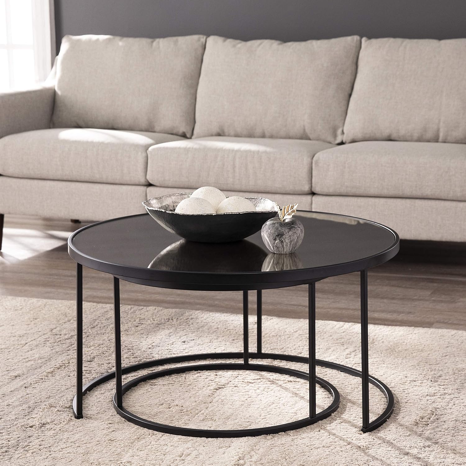 SEI Furniture Downham Coffee Table, Antique Mirror, Black