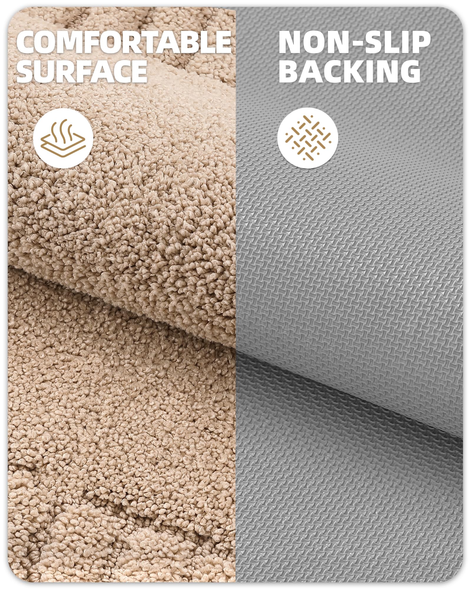 Tapis de Bain Antidérapant 40 x 60 cm Microfibre Absorbant Lavable en Machine Beige