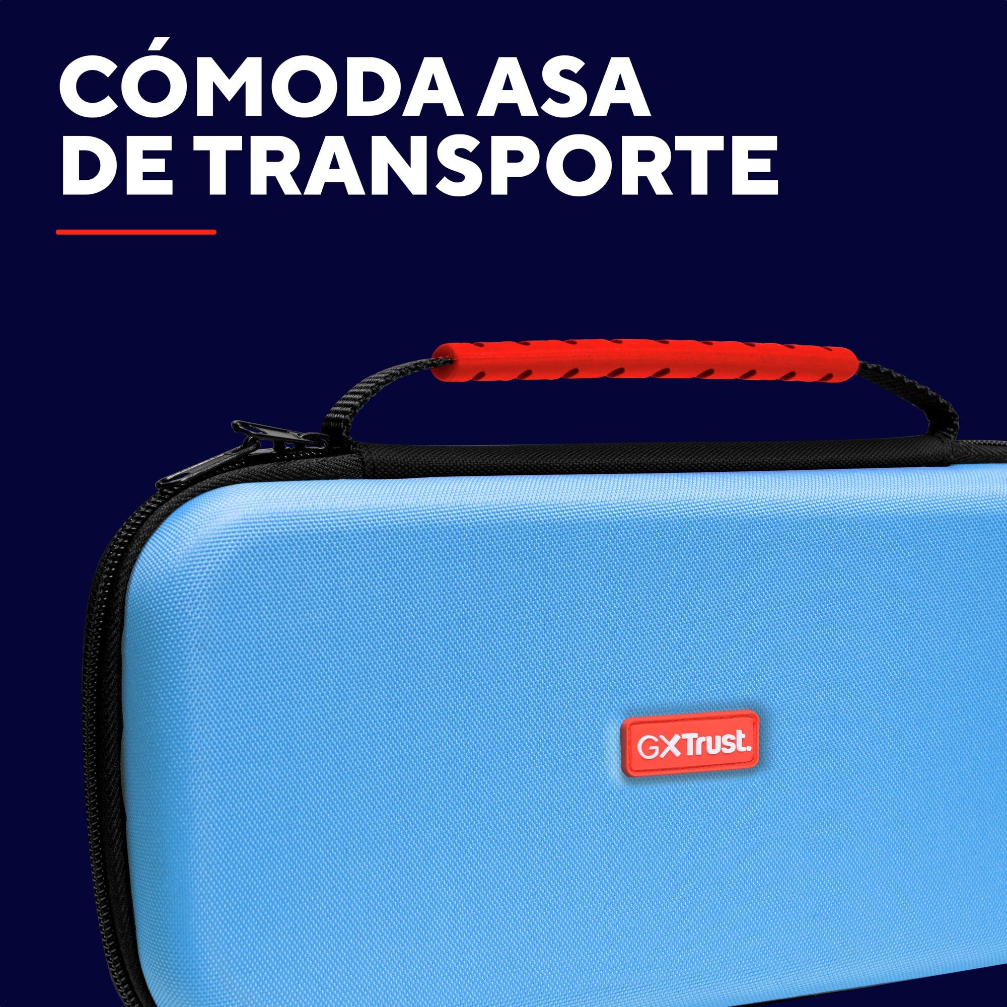GXTrust 1251B Funda para Nintendo Switch 2, Funda Protectora Dura, Carcasa Estuche Rigido de Transporte para Consola y Accesorios, Bolsillo para 4 Joy-Cons y 12 Cartuchos de Juego, Azul