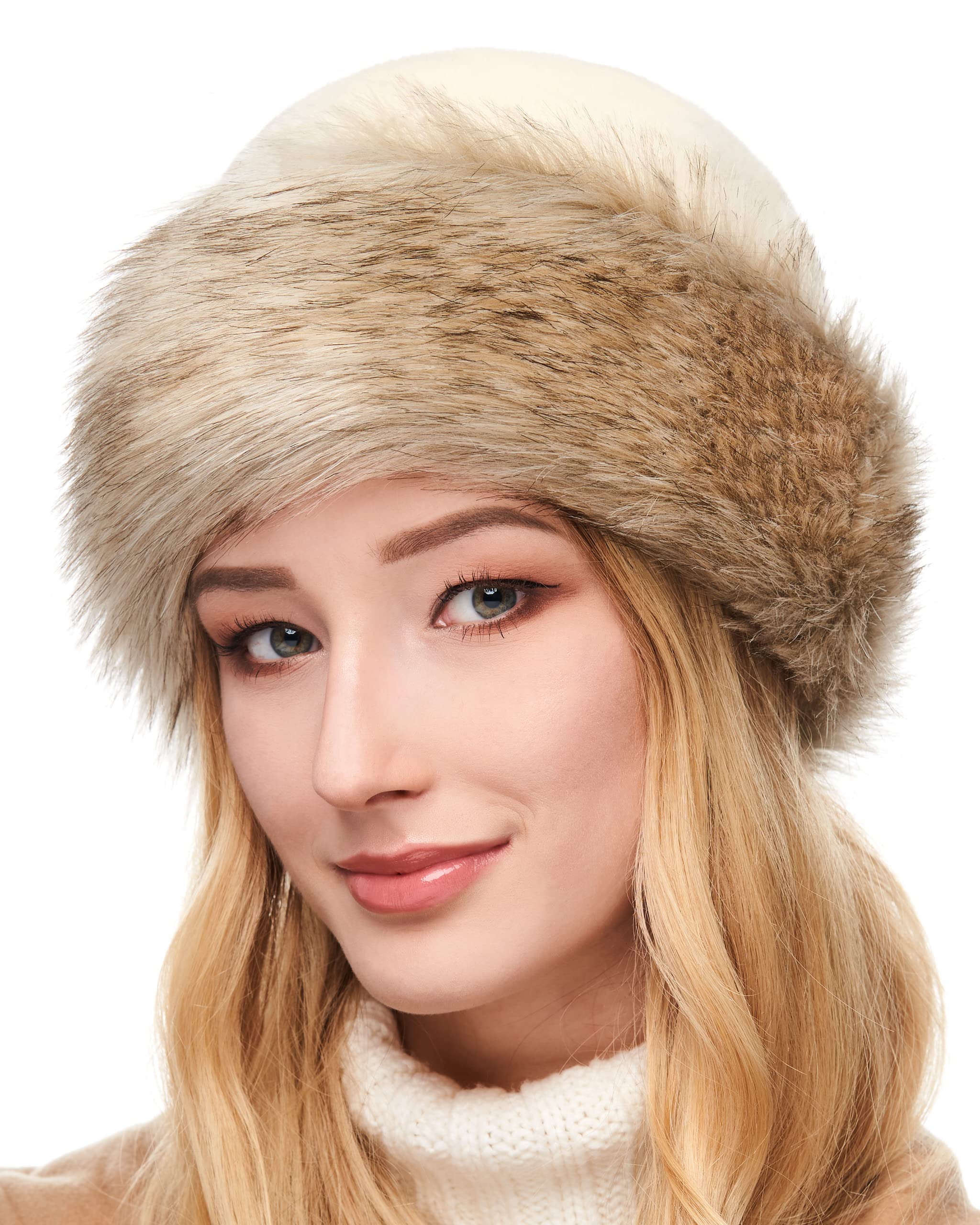 FutrzaneFaux Fur Trimmed Winter Hat for Women - Classy Russian Hat with Fleece