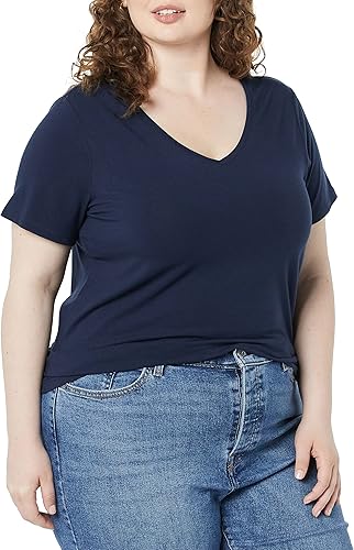 Miniatura 2 de Tienda Essentials Camiseta de manga corta con cuello en V para mujer, paquete múltiple