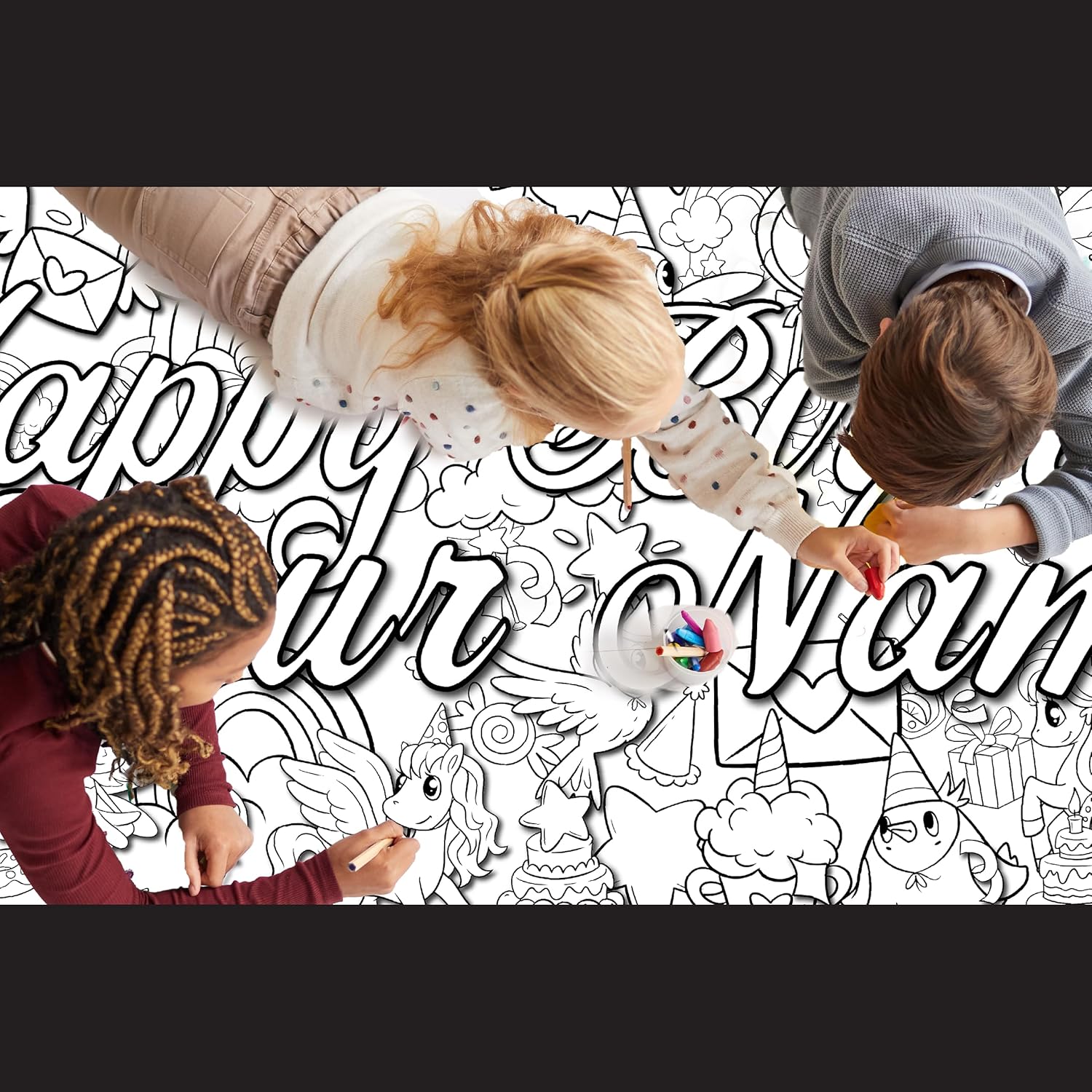 Young N Refined Custom Coloring Table Cloth Birthday Party Activity Page Paper Liner Fairy Princess Unicorns Personalized Name (96x30 Custom)