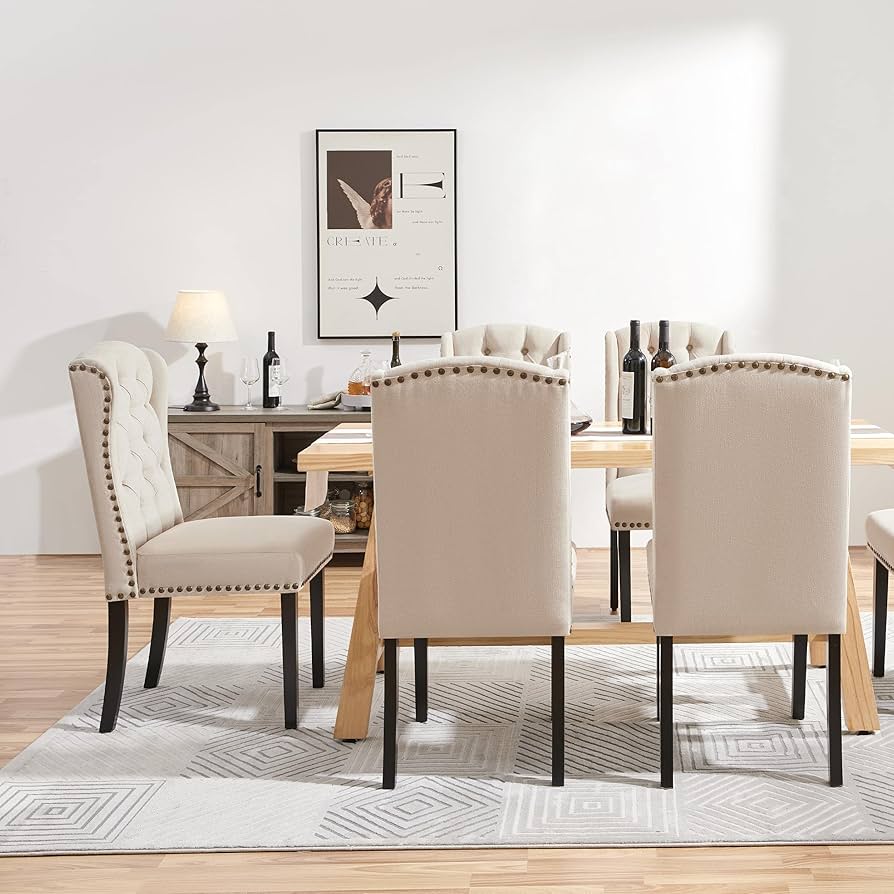 ⅰ. dining chair set Yaheetech Upholstered Button Tufted Dining Room Chairs Set