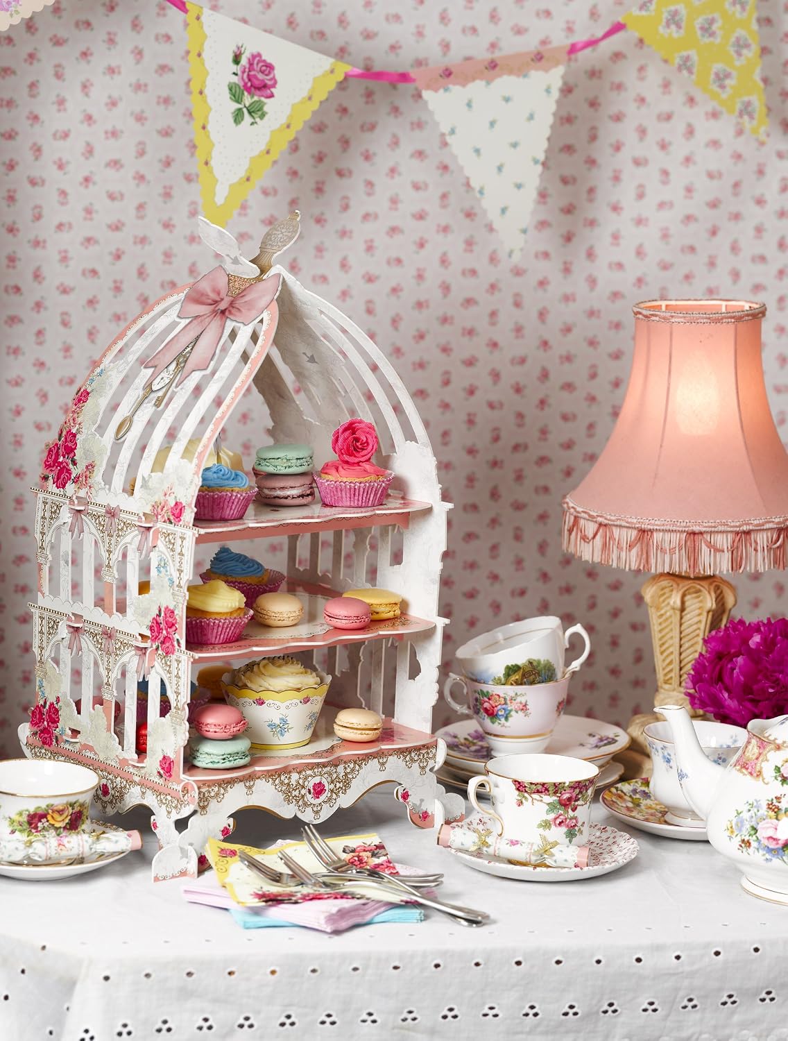 Talking Tables Truly Scrumptious Floral Hanging Garland for a Tea Party, Wedding or Birthday, Multicolor