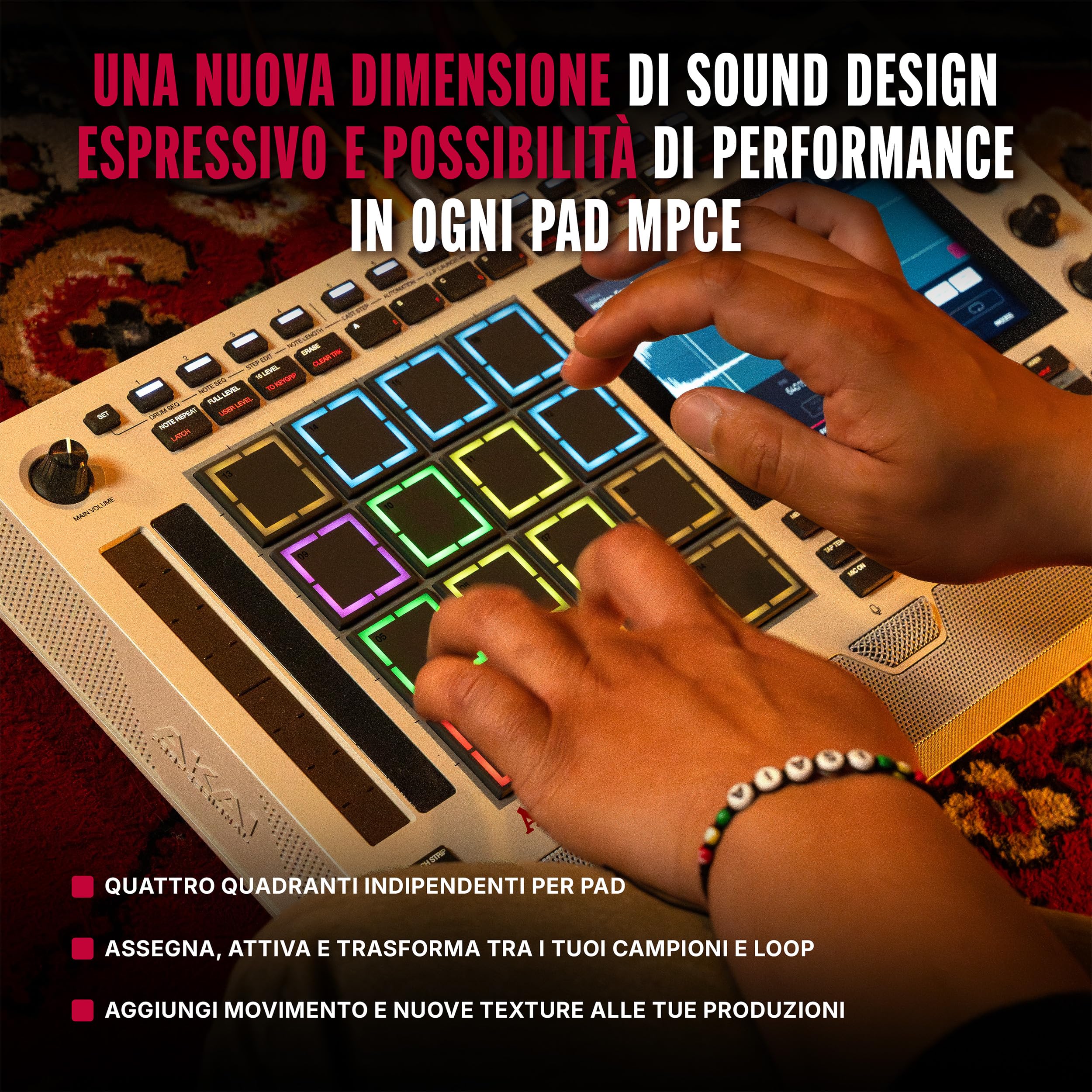 Akai Professional MPC Live III Retro Centro di Produzione Musicale Portatile Standalone con Pads MPCe, Sequencer, Touchscreen, Microfono, Monitor Stereo, Interfaccia Audio, Wi-Fi, Bluetooth, Batteria