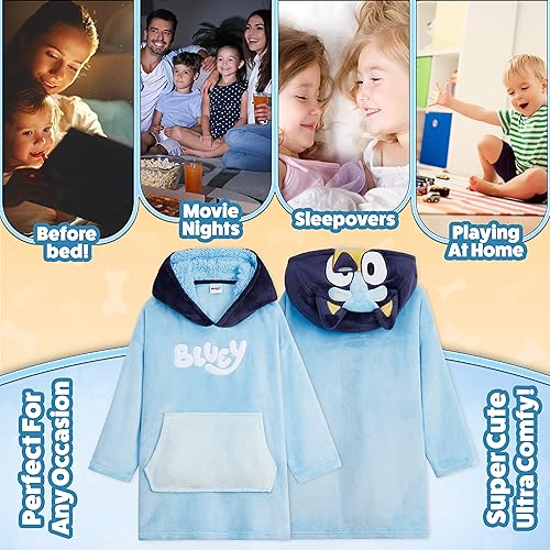 Miniatura 4 de Bluey Manta con capucha - Sudaderas de forro polar de gran tamaño para niños