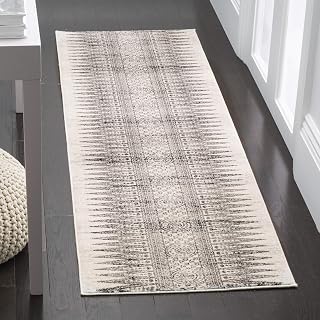 SAFAVIEH Evoke Collection 2'2" x 9' Ivory/Grey EVK226D Boho Non-Shedding Living Room Entryway Foyer Hallway Bedroom Runner Rug