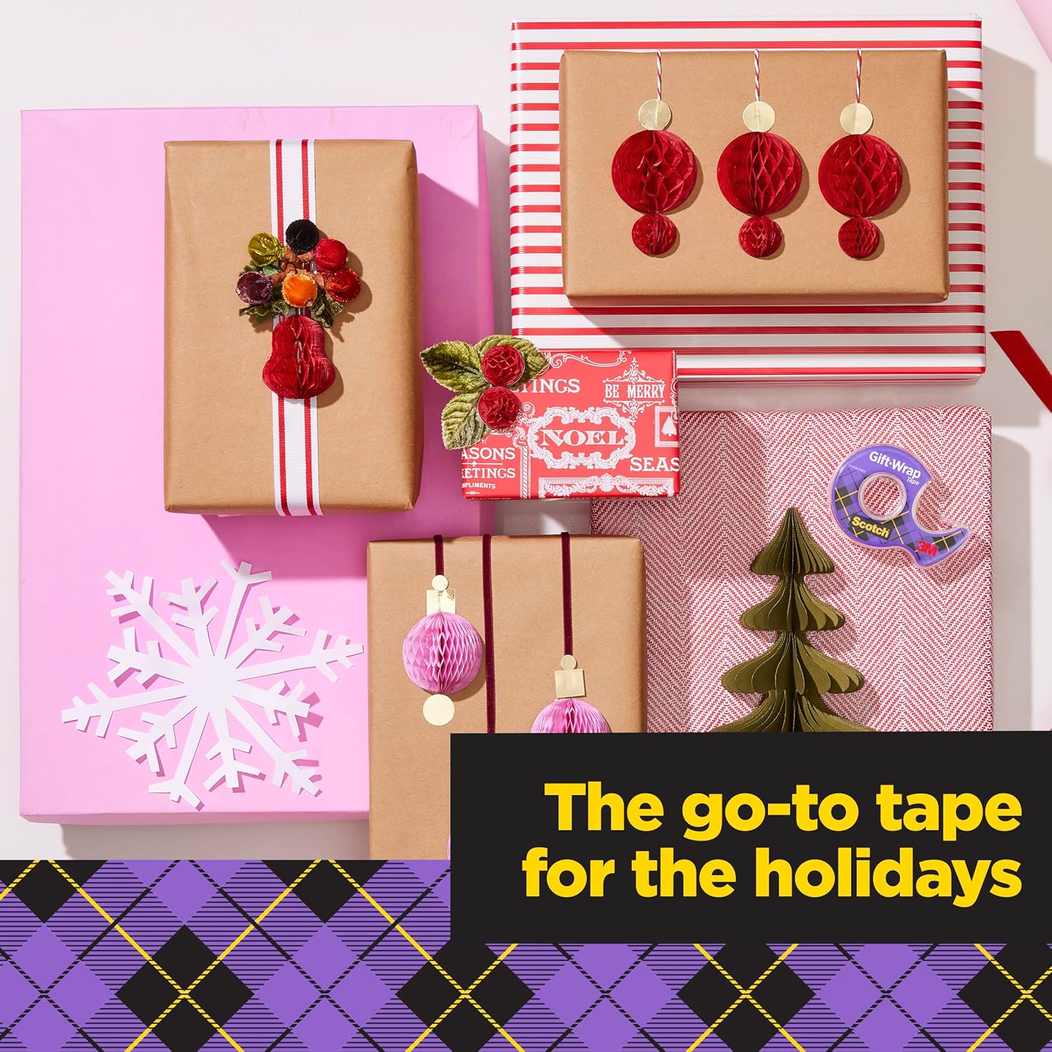 Scotch Tape Gift Wrap Tape, 19mm Wide x 10.1m, 3 Rolls in Dispensers - Image 6