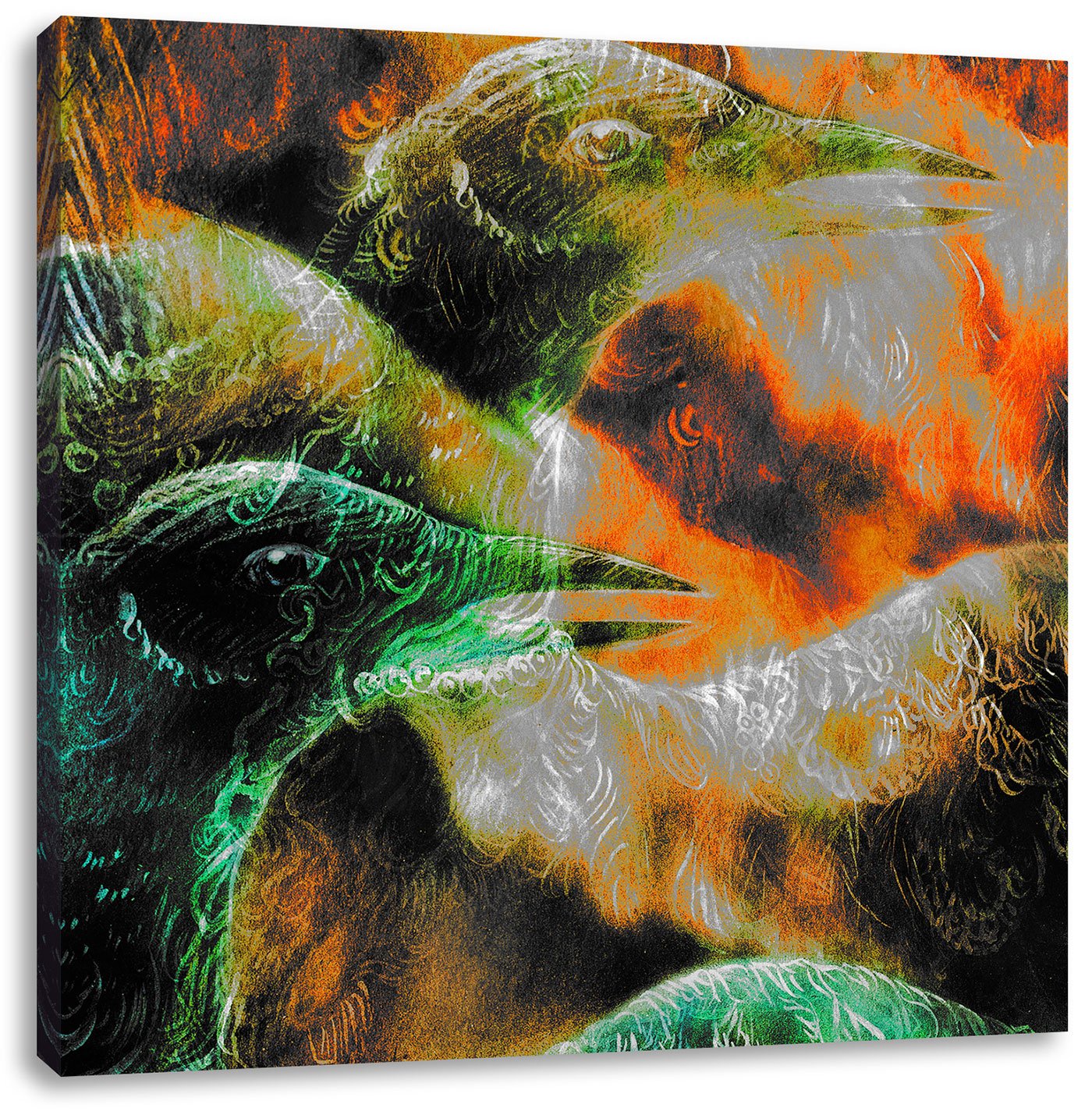 Pixxprint Canvas picture, Phoenix Collage, Size: 27.6 x 27.6 inch - fully assembled on a wooden frame