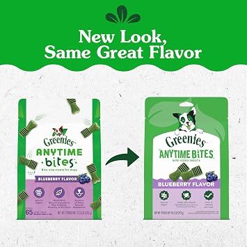 Greenies Anytime Bites Dog Treats, Blueberry Flavor, 10.3 oz