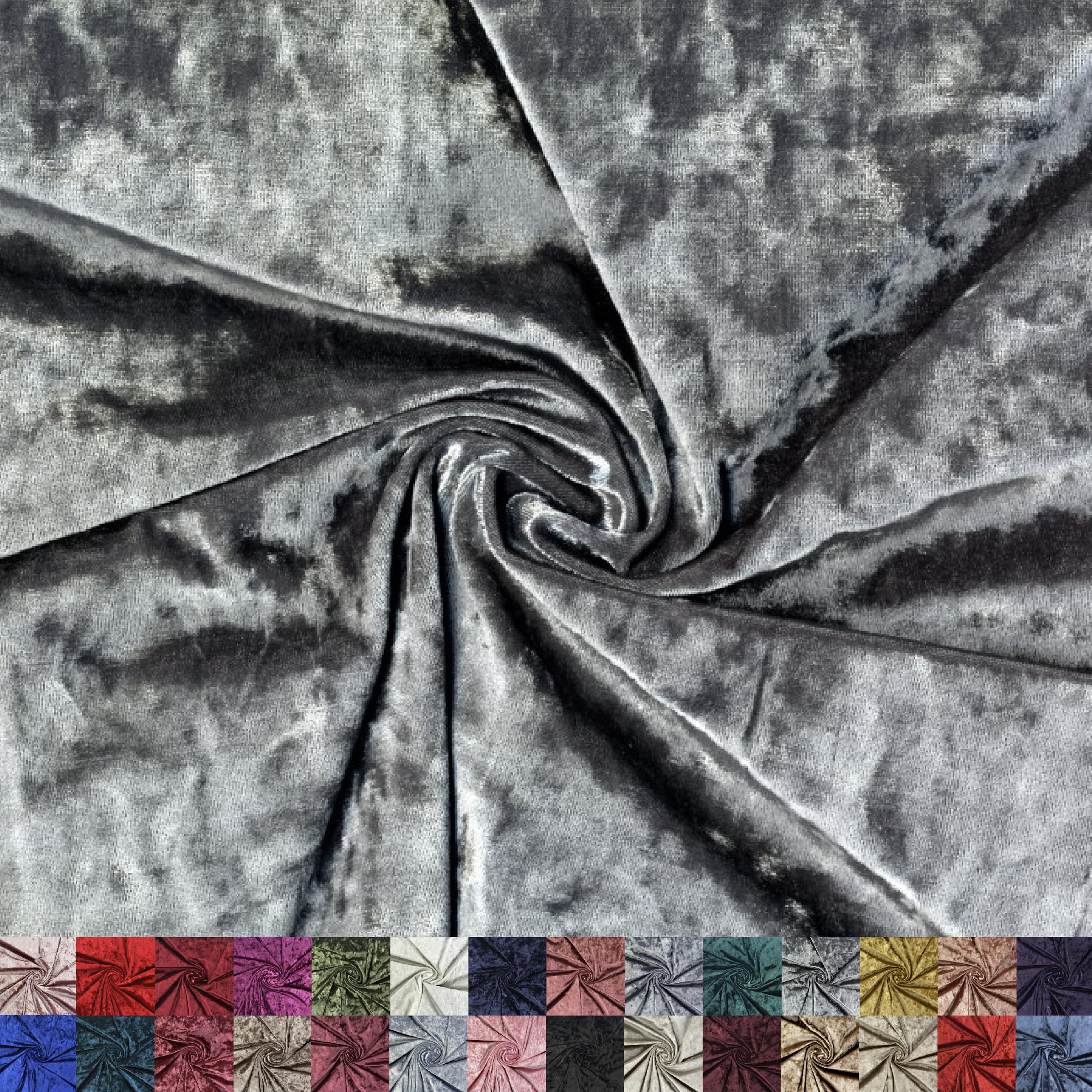 Panne Crushed Velvet Fabric by The Yard - 58/60" Wide Velvet Velour Cloth - Luxurious Fabric for Sewing Dresses, Upholstery & DIY Crafts - 97% Polyester 3% Spandex - Grey