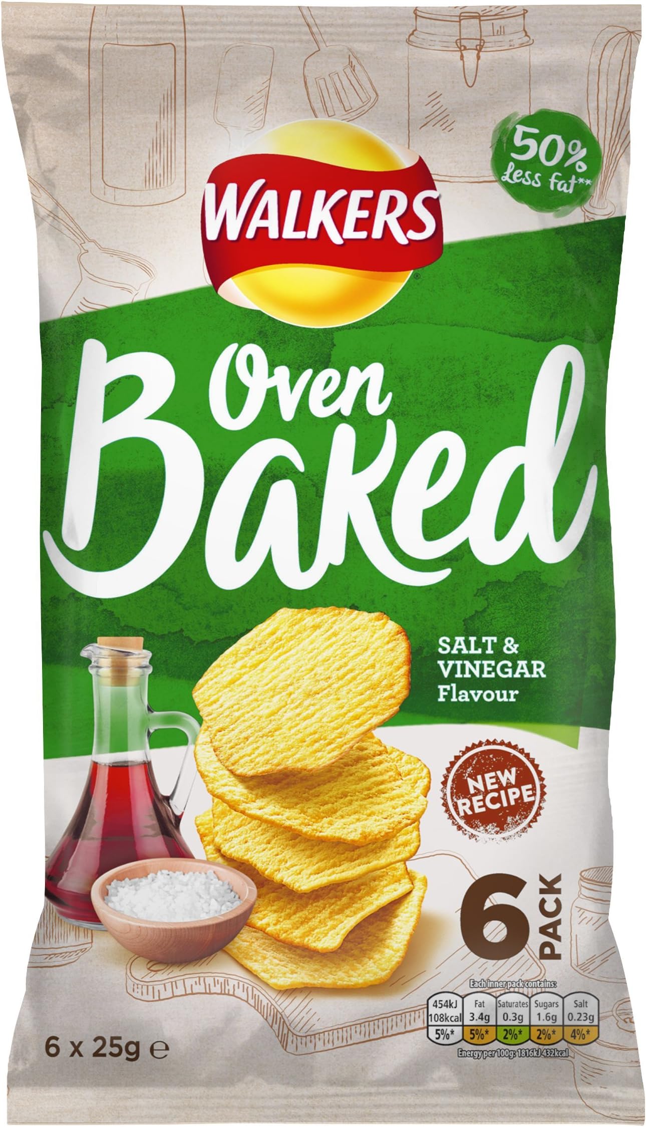 Walkers Baked Cheese and Onion Crisps 6 Pack 150g