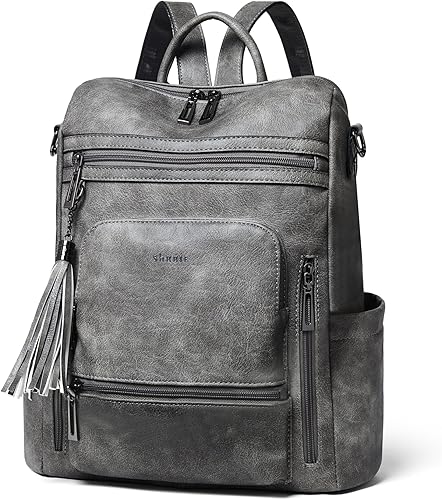 Miniatura 18 de Shrrie - Mochila de cuero vegano para laptop para mujer de 14 pulgadas, mochila de trabajo, mochila de moda, mochila de viaje, bolso para negocios y