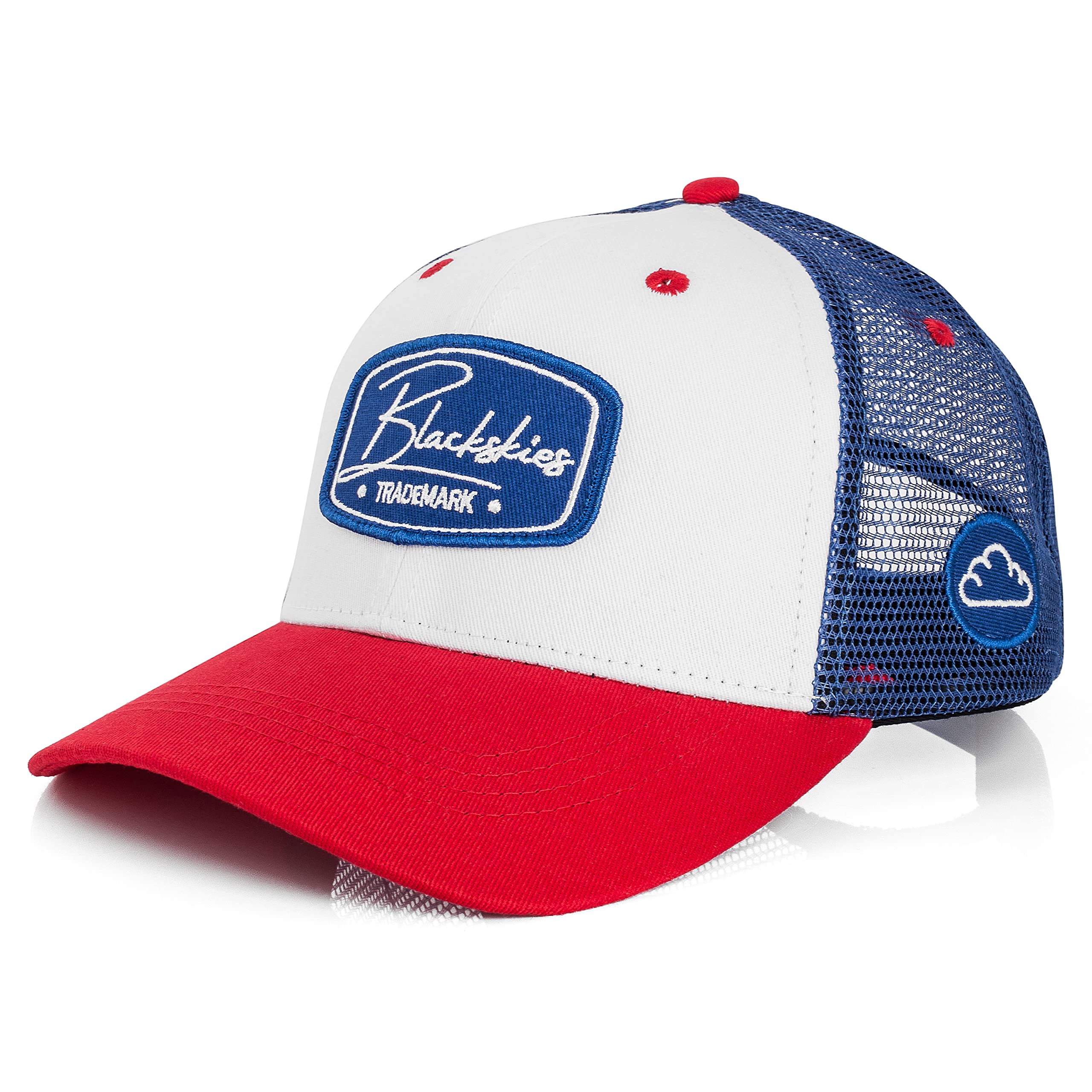 Blackskies® Race Baseball Cap | Unisex Premium Trucker Snapback White Blue Red - Men Women Streetwear Outdoor Summer Casual