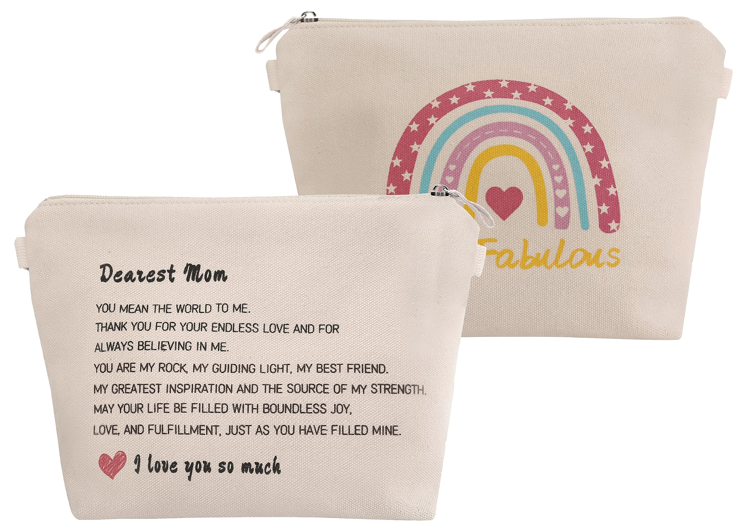 MouteenooGifts for Mom from Daughter Cosmetic Bag, Mom Birthday Gifts Bag, Mom Gifts Makeup Bag (Dearest Mom)