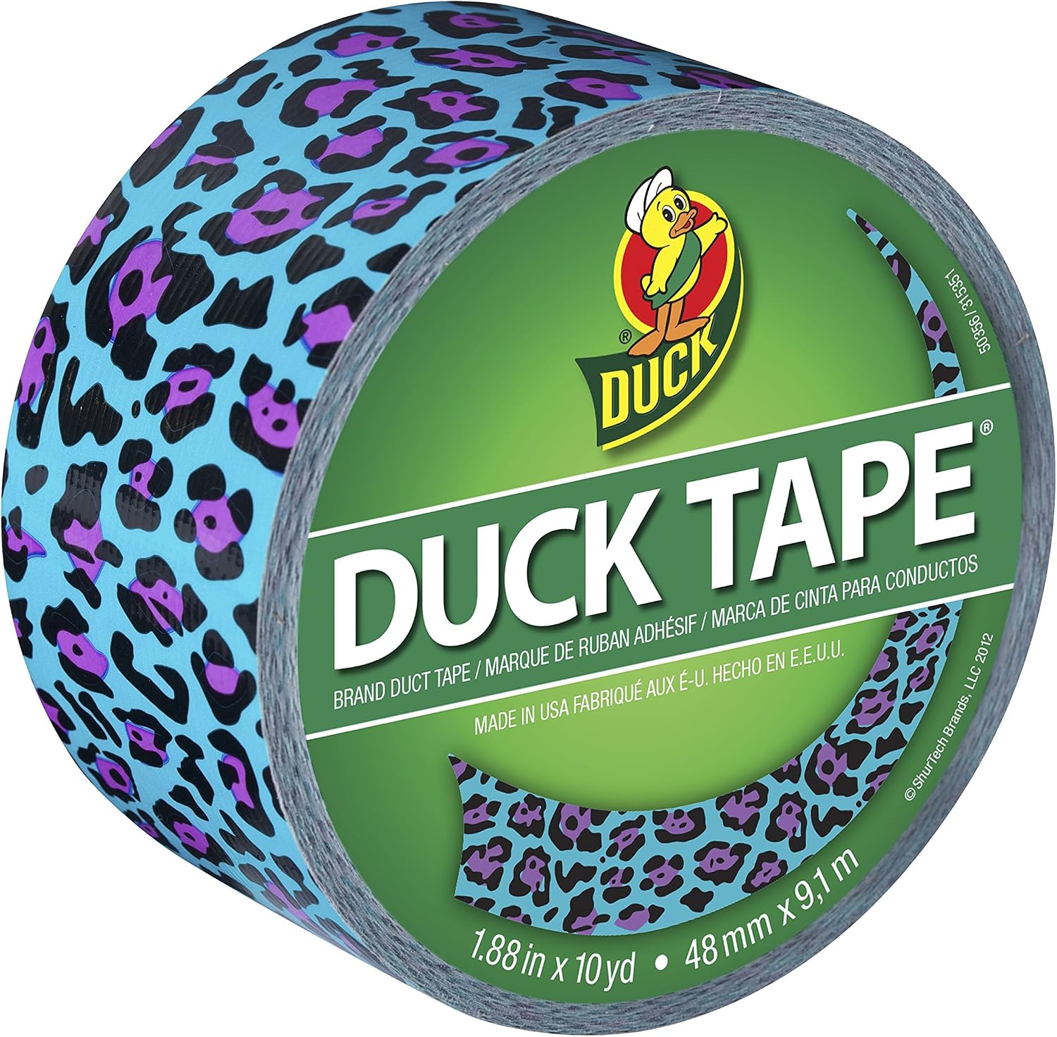 Duck Brand 281518 Printed Duct Tape, Blue Leopard, 1.88 Inches x 10 Yards, Single Roll