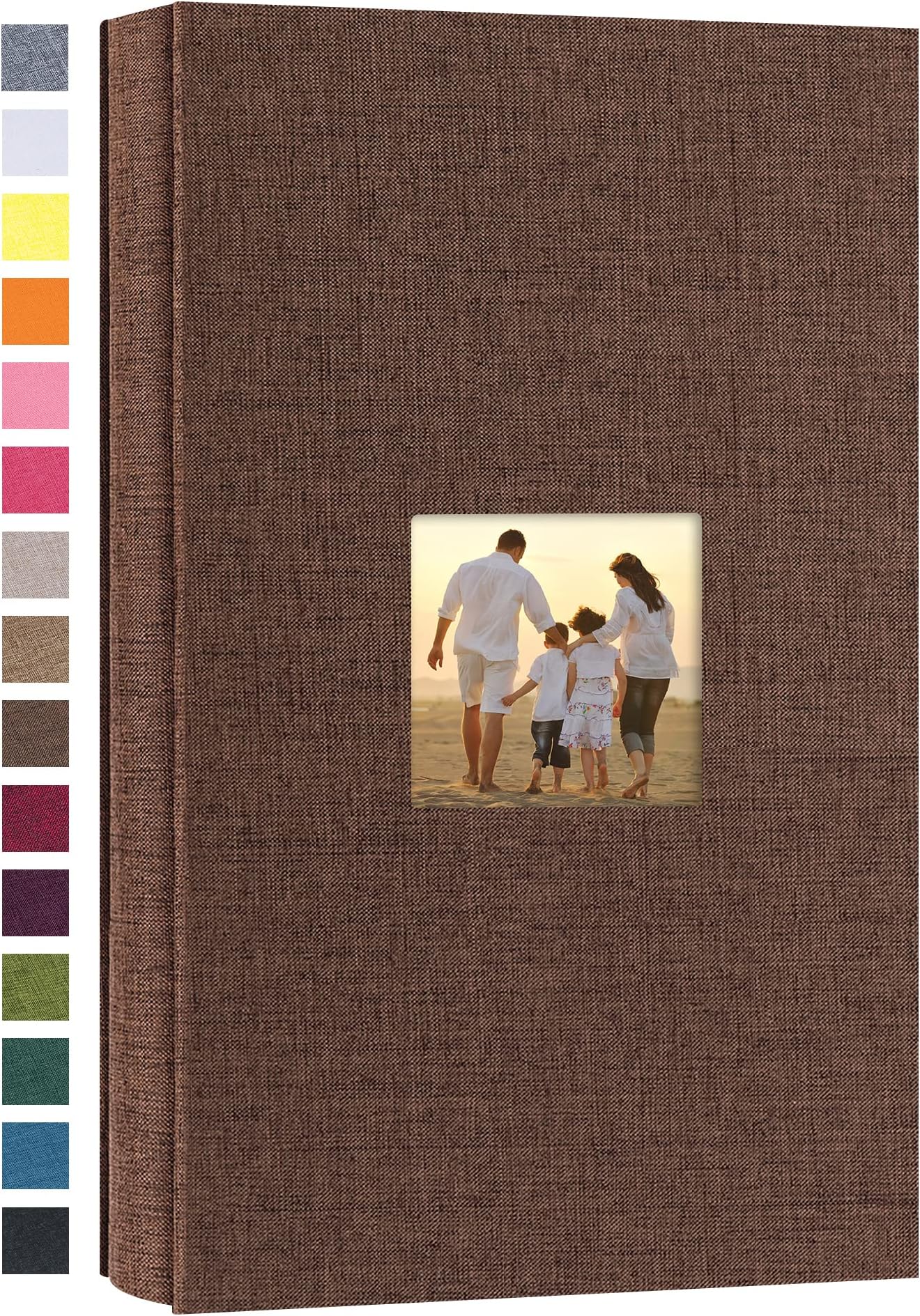 potricher Small Photo Album 4x6 300 Photos Linen Cover Picture Photo Book for Family Wedding Anniversary Baby Vacation (Brown,300 Pockets)