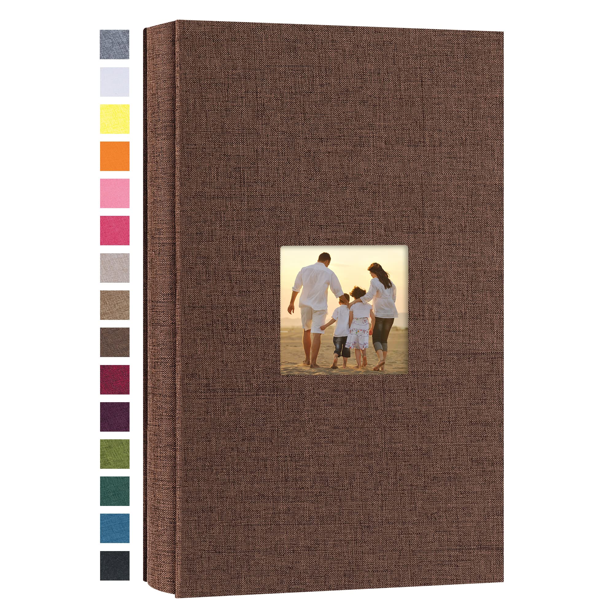 potricher Small Photo Album 4x6 300 Photos Linen Cover Picture Photo Book for Family Wedding Anniversary Baby Vacation (Brown,300 Pockets)