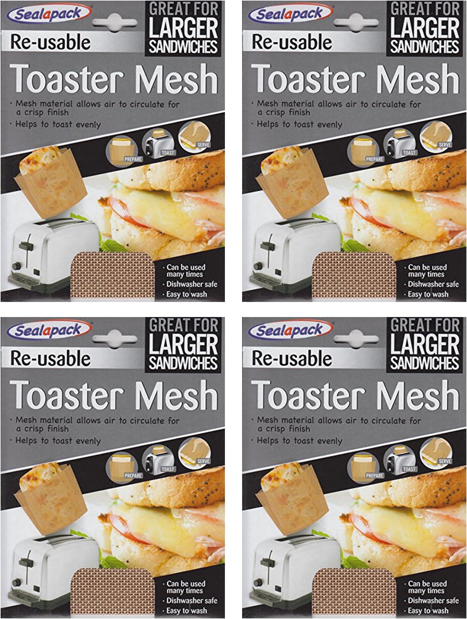 4x Re-usable Toaster Mesh