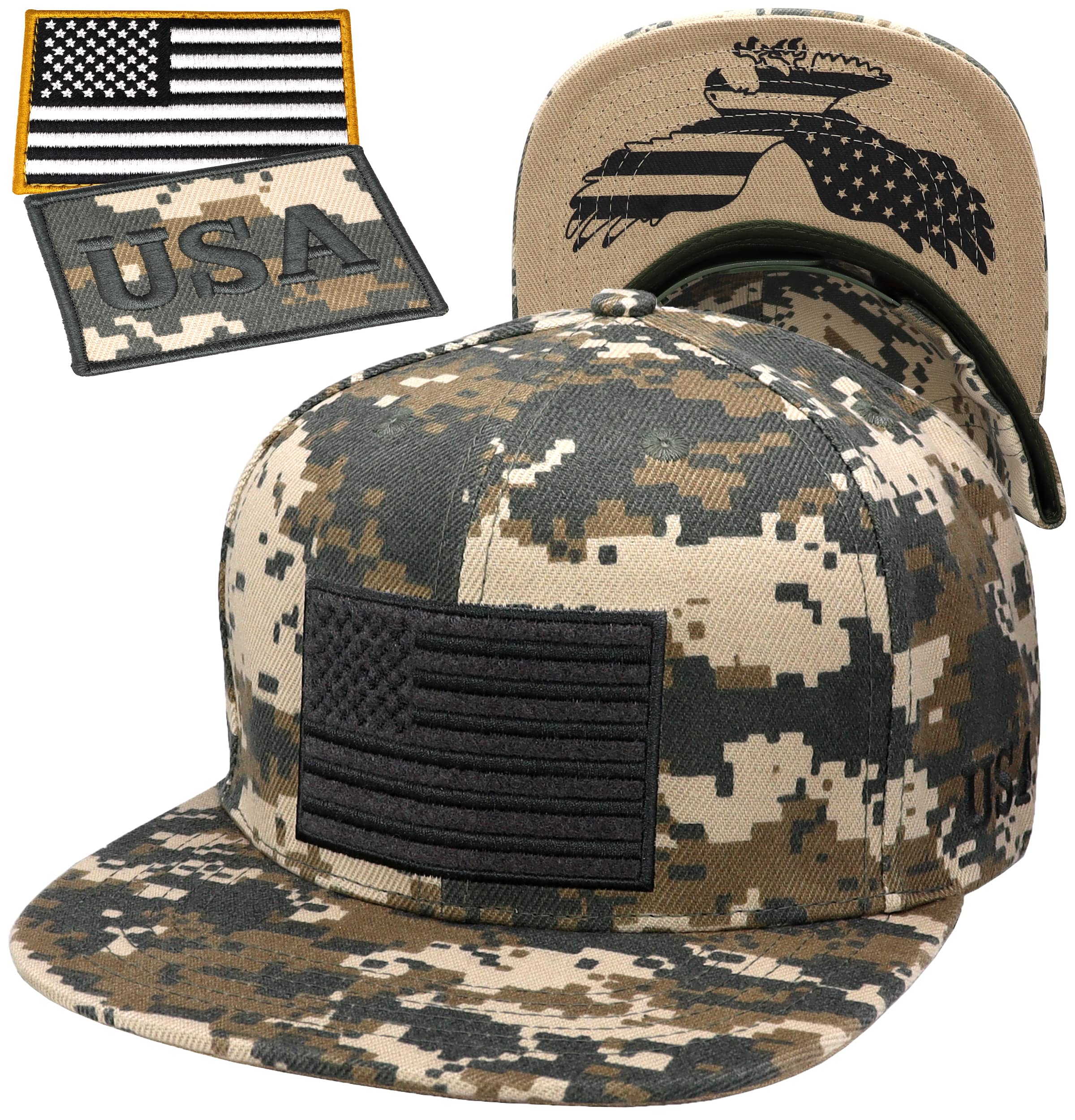 Antourage American Flag Unisex Baseball Hat for Men and Women | USA Flag Mesh Snapback Cap with 2 Patriotic Patches