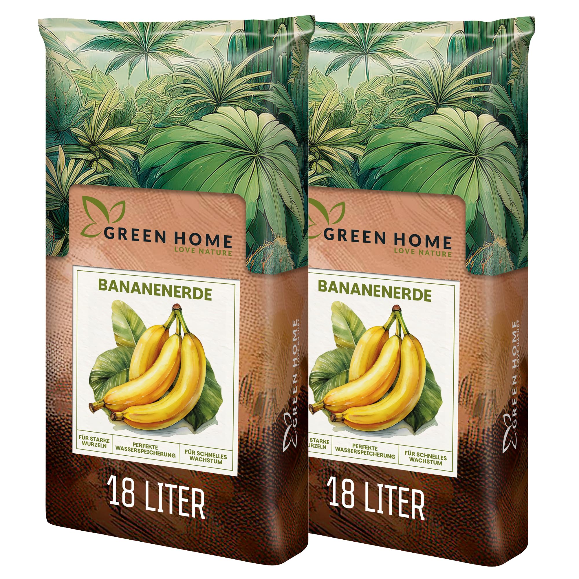 Green Home Bananenerde 36L - Erde für Bananen & Tropenpflanzen |Pflanzerde mit Langzeitdünger | Mit Perlite, Kokosfasern & Rindenhumus | Erde für Hochbeet, Kübel & Garten, pH 5,8
