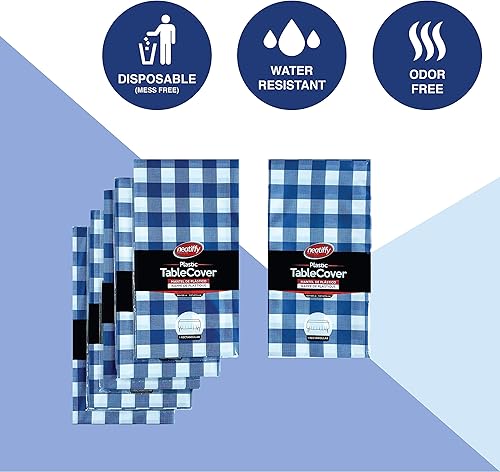 Miniatura 2 de Neatiffy Paquete de 6 manteles rectangulares de plástico de 54 x 108 pulgadas, para picnic, campamento, fiesta, banquete, desechables,