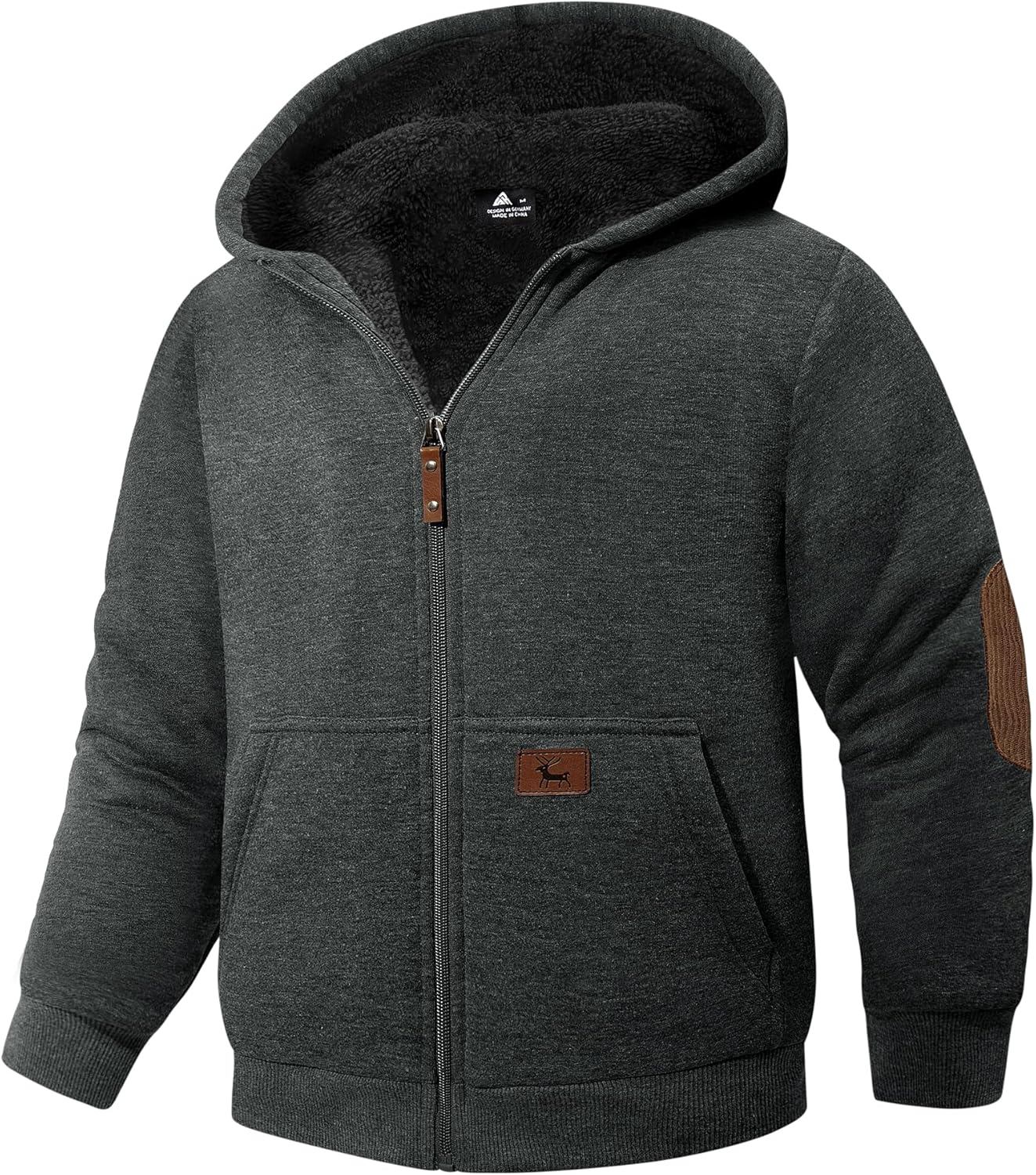 JACKETOWN Boys Zip Up Hoodie Kids Fleece Jacket Unisex Sherpa Lined Hooded Sweatshirts Girls Casual Outerwear 6-15 Years