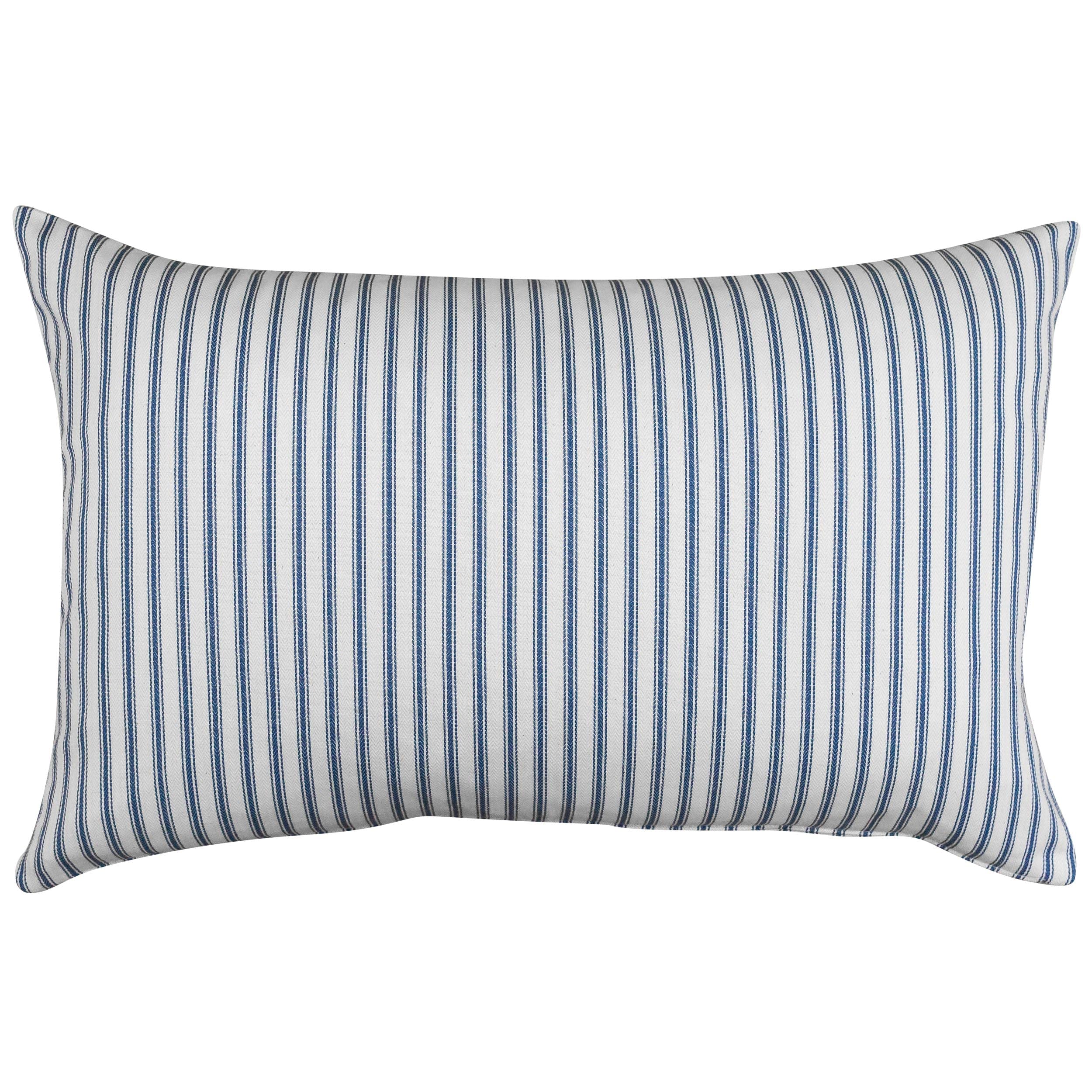 Linen Loft Navy Nautical Cotton Ticking Stripe Xl Rectangular Cushion Cover. Seaside Inspired Blue And Bright White Marine Stripe Design. 23X15 Xl Rectangle Cushion Cover Only.