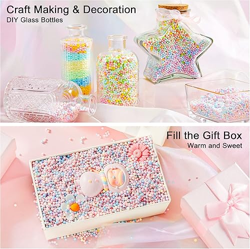 Miniatura 5 de Bolas de espuma pastel para slime, paquete de 18 bolas de 0.09 a 0.14 pulgadas, mini cuentas pequeñas surtidas, suministros de manualidades caseras