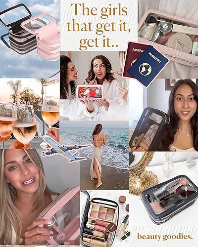 Miniatura 6 de Bolsa de maquillaje de viaje, bolsa de maquillaje transparente, aprobada por la TSA, bolsa de aseo para mujeres que viajan, bolsa de viaje de
