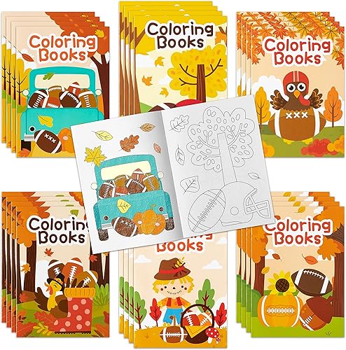 Dvbonike 24 libros para colorear de fútbol de otoño para Acción de Gracias, páginas a color, hojas de arce, calabaza, pavo, folleto de dibujo,