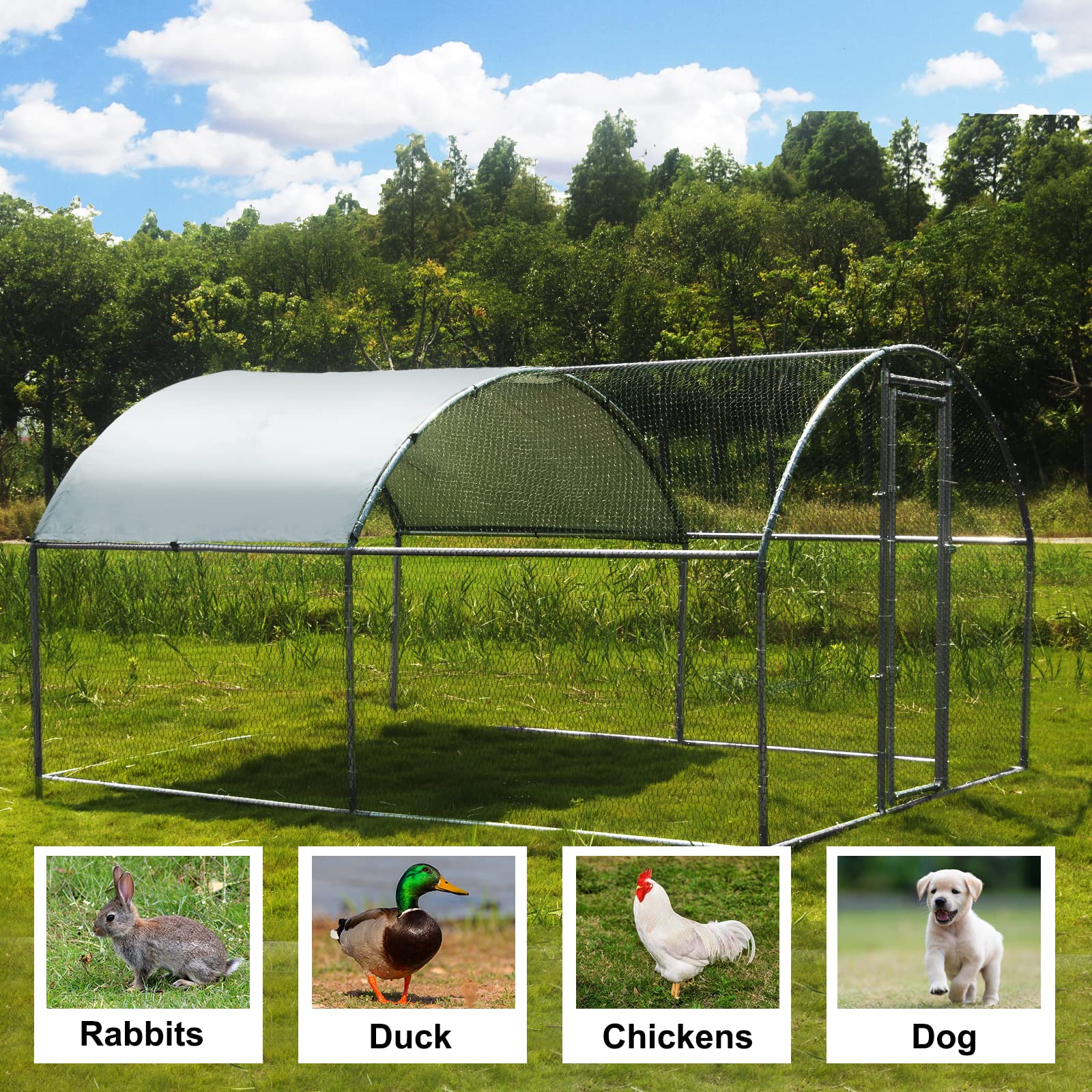 Large Metal Chicken Coop Walkin Poultry Cage Hen Run House Rabbits