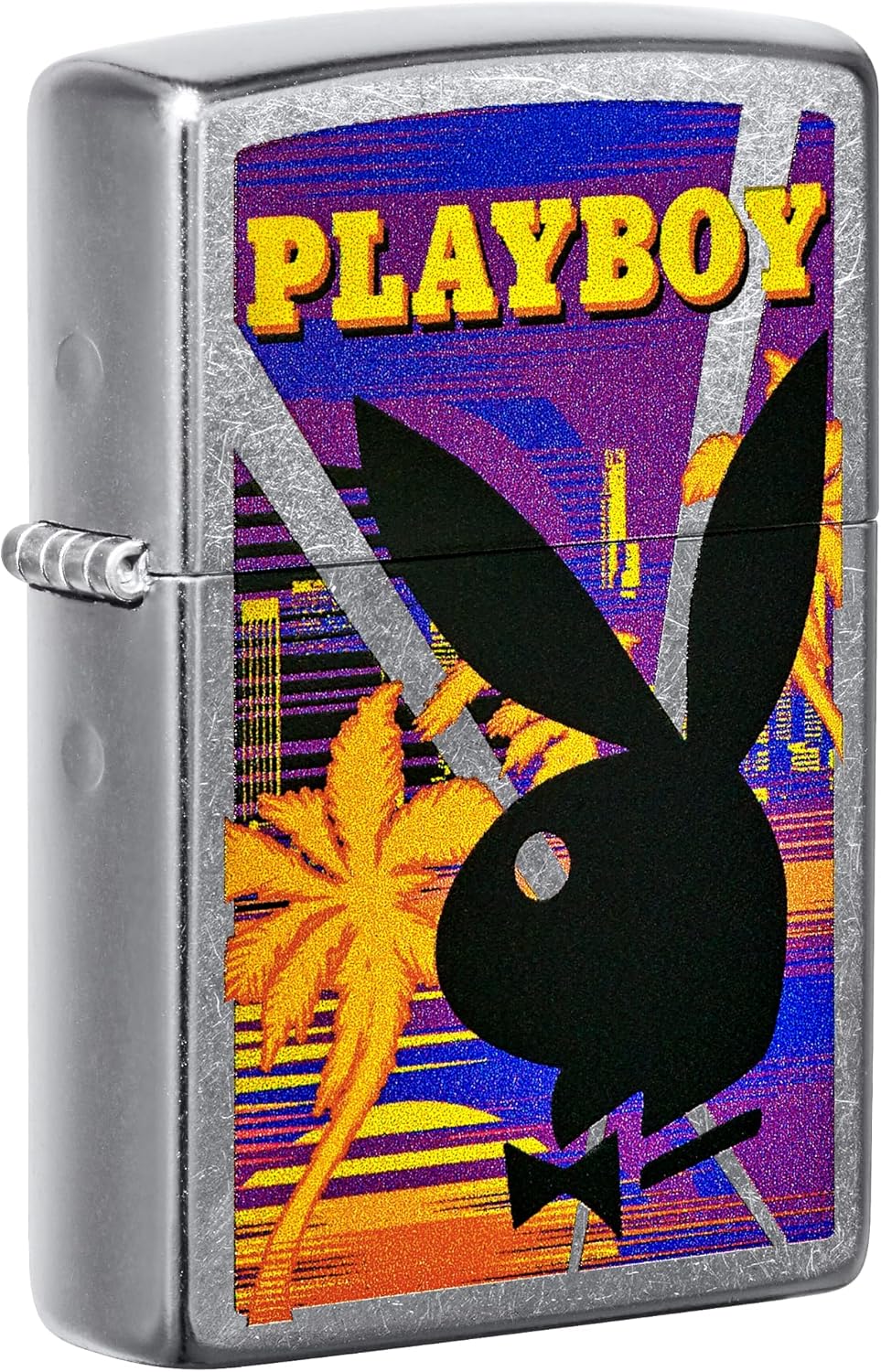 Zippo Playboy Rabbit Head Palm Tree Design Street Chrome Pocket Lighter